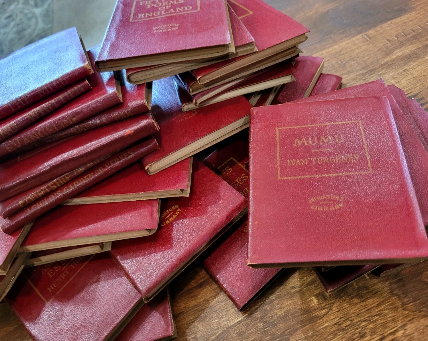 Lot of 66 Vintage 1920s Little Leather Library Miniature Red Books Collection