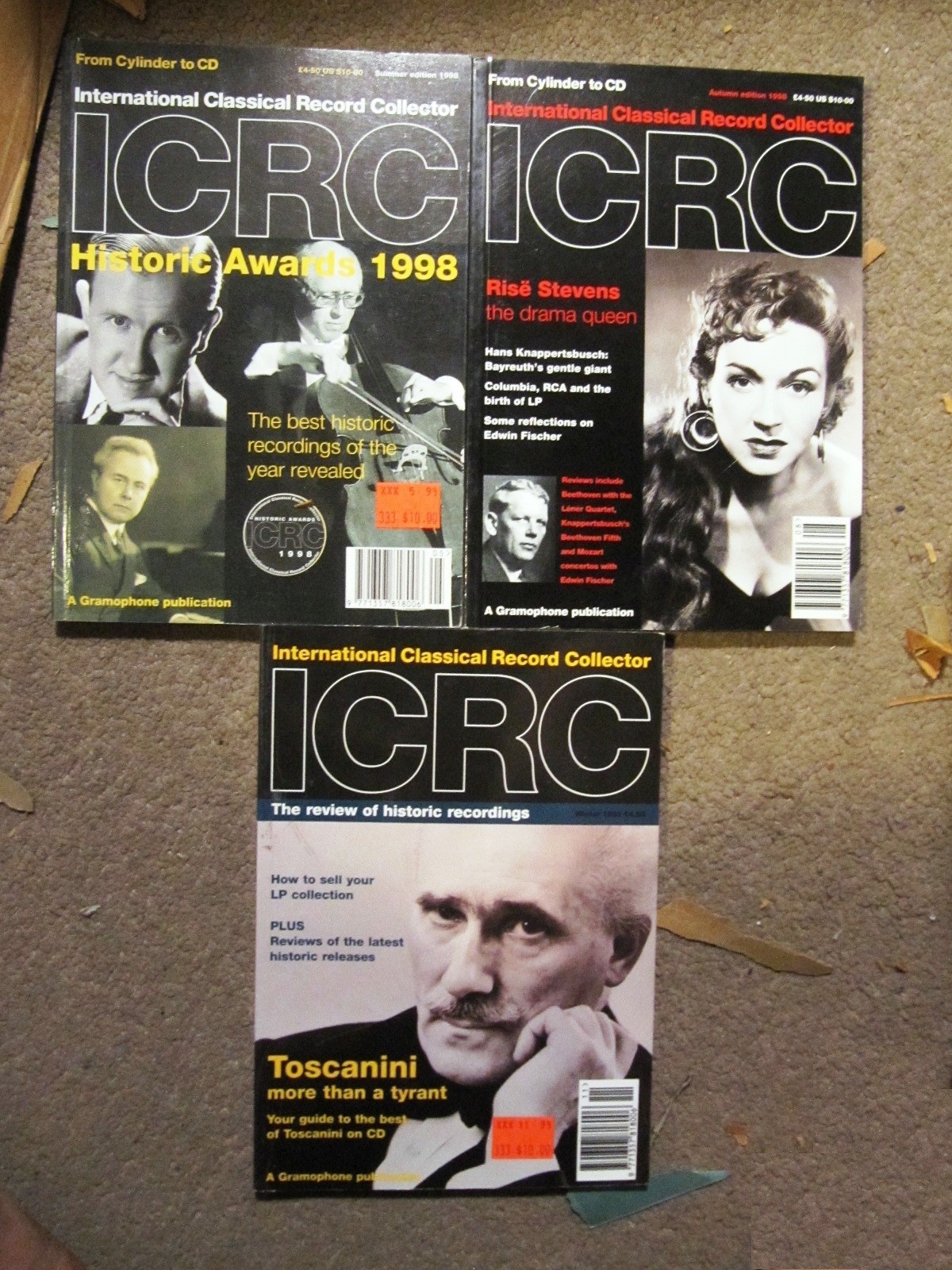 ICRC INTERNATIONAL CLASSICAL RECORD COLLECTOR Magazine 1998 3 Issues Gramophone
