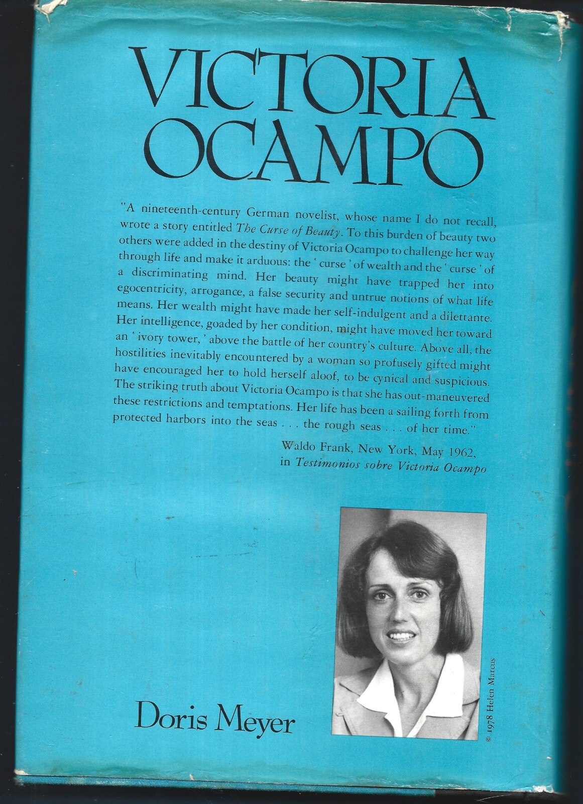Victoria Ocampo-Against the Wind & Tide HB w/dj-Doris Meyer-1979-314 pages