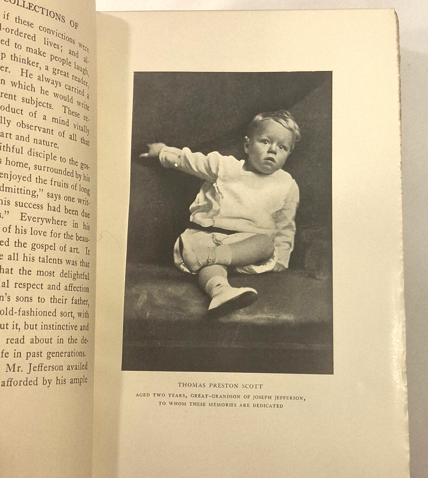 1909 Joseph Jefferson Intimate Recollections Antique Book Uncut Pages Photos