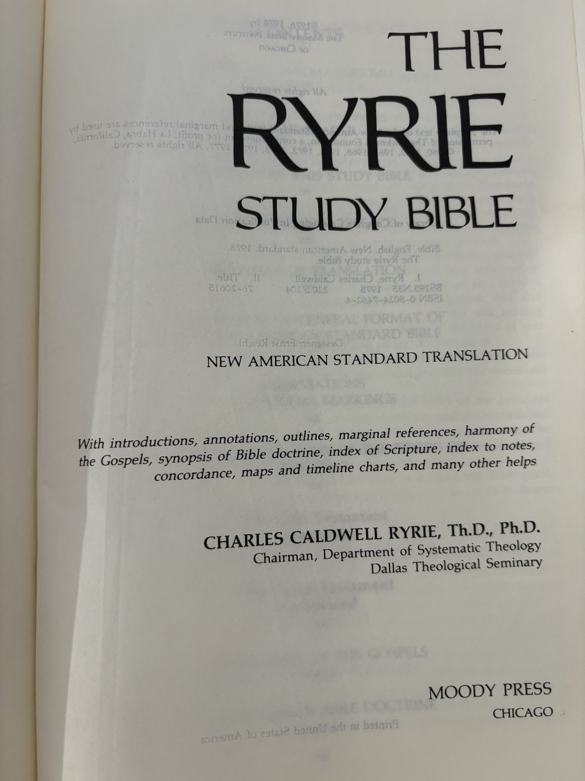 Ryrie Study Bible 1978; NASB 1977 Red; Red Letter; Moody Press