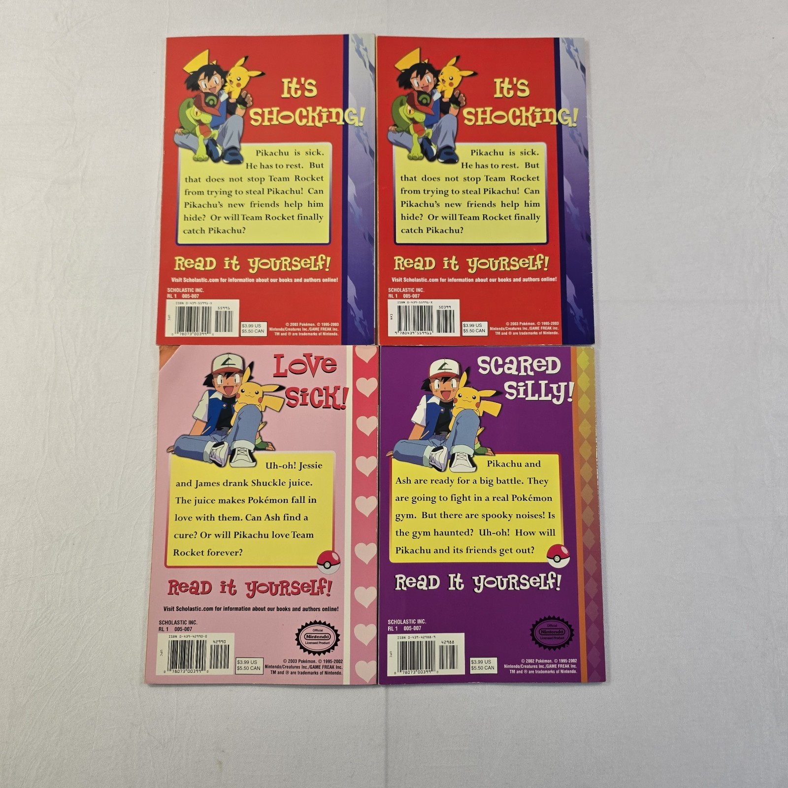 4x Pokemon Reader Paperback Scholastic Book Lot Tracey West -1ST PRINTING