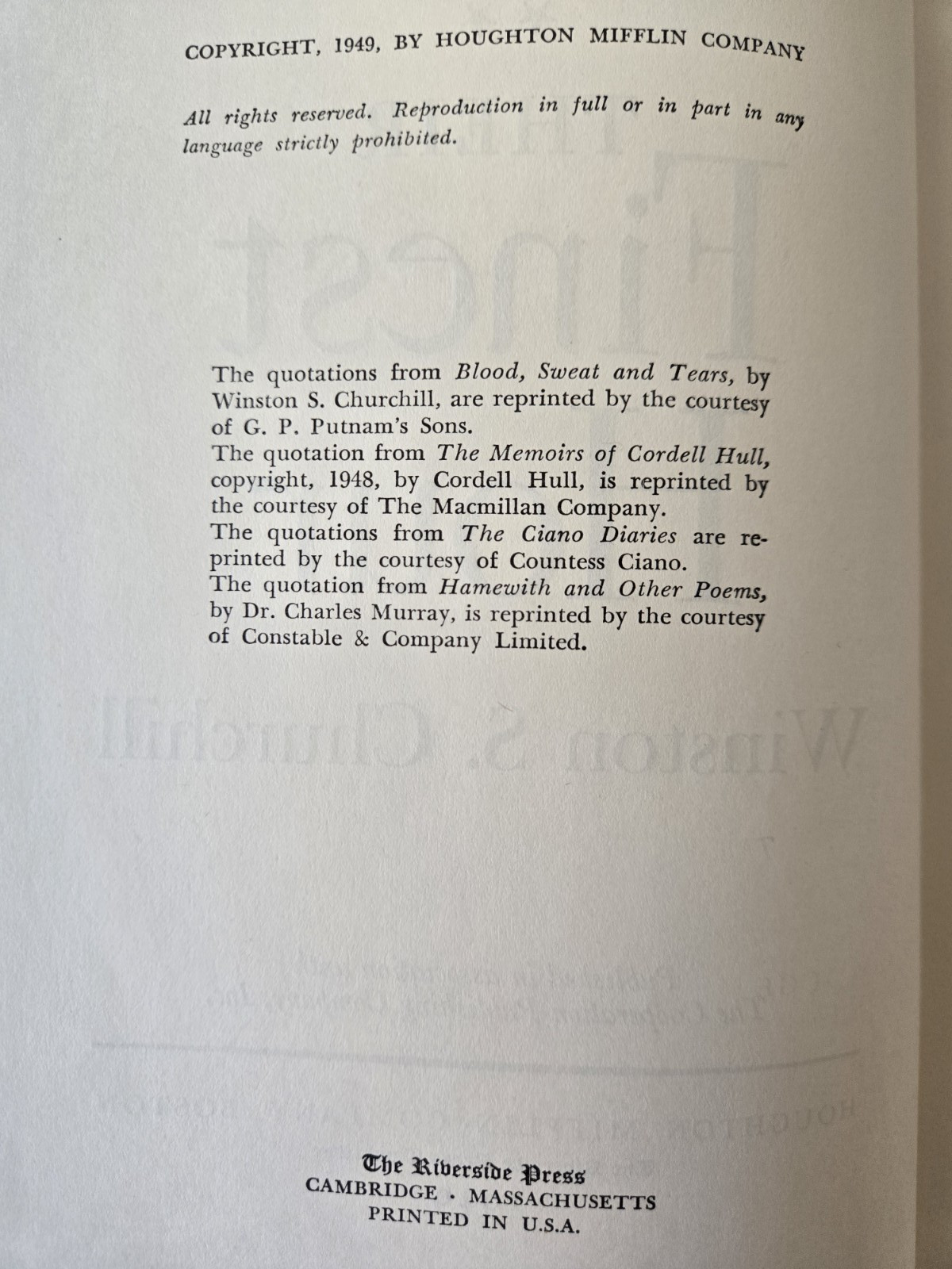 The Second World War by Winston Churchill, complete 6 Vol. hardcover set w/ DJ’s