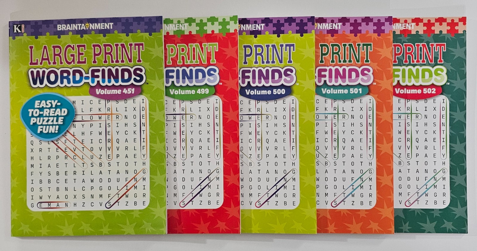 5 New Large Print Word-Finds Puzzle Books Kappa Games Vol #451-502~ Search,Hunt
