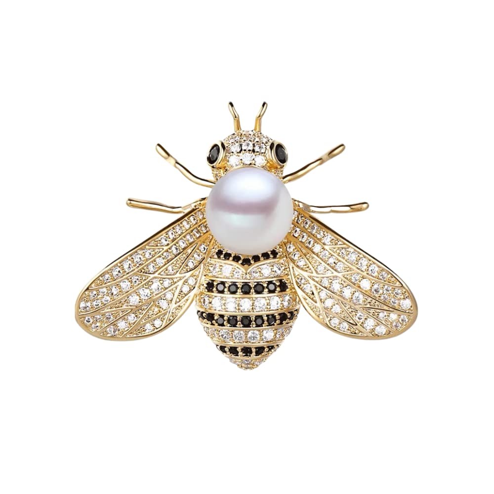 Rhinestone Pearl Bee Brooch Honey 3 x 4 cm / 1.2 x 1.6 inches, A(1PC)