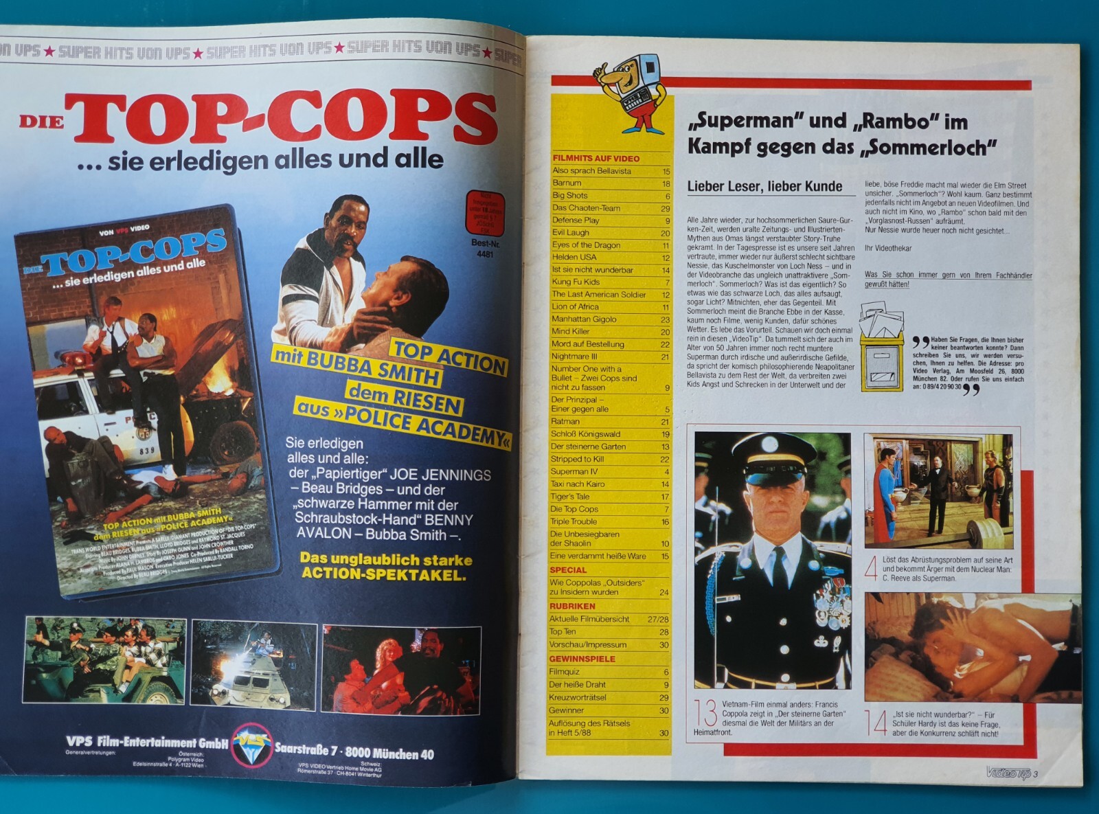 Video Tip Magazine July 1988 Superman Christopher Reeve Nightmare Elm Street