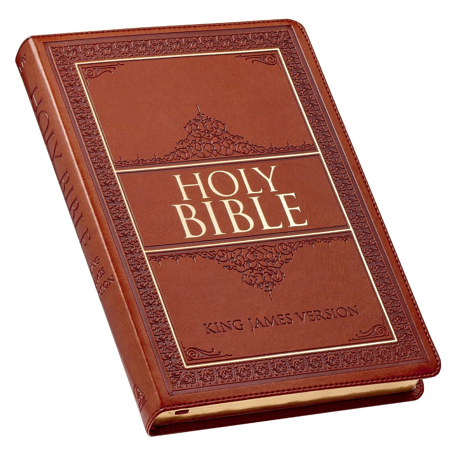 The Holy Bible King James Version LARGE PRINT Thumb Indexed Edition / TAN Faux