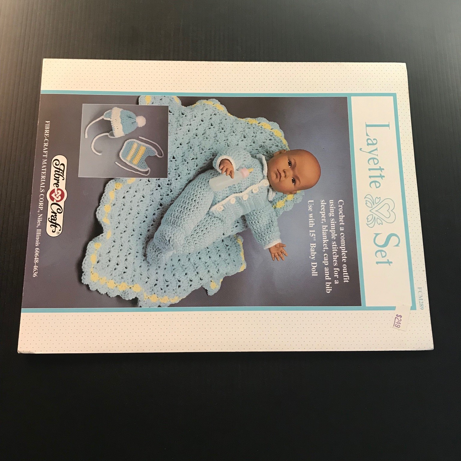 Layette Set Fibre-Craft Crochet Pattern Booklet Baby Doll Outfit FCM289 1980