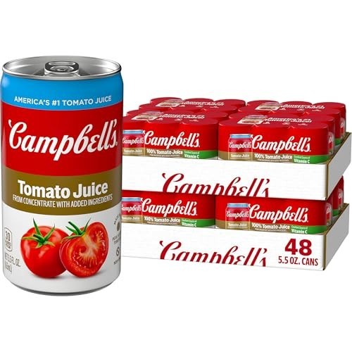 Campbell’s 100% Tomato Juice, 5.5 fl oz Can (48 Pack)