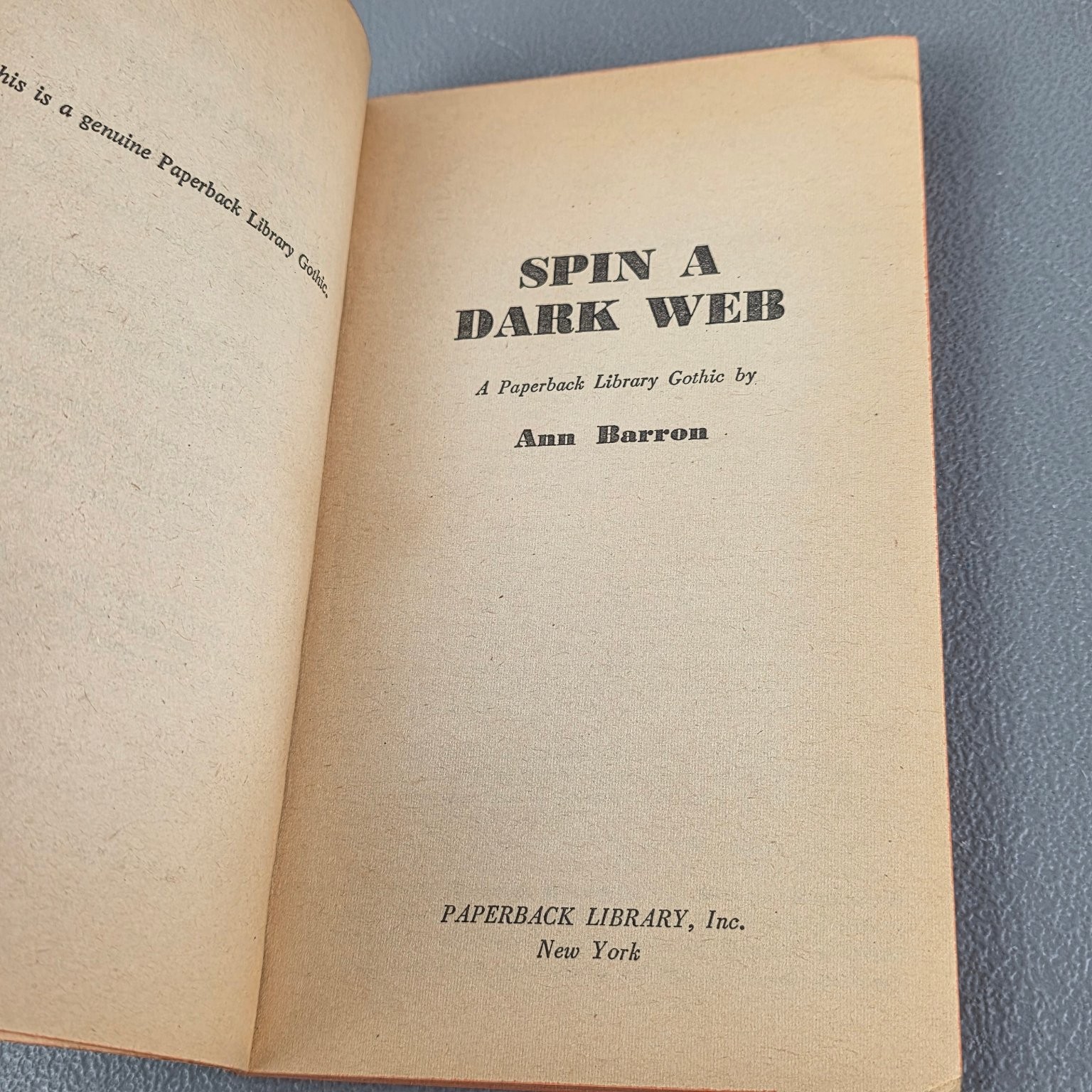Spin a Dark Web Ann Barron 1965 First Printing Paperback Library Gothic Novel