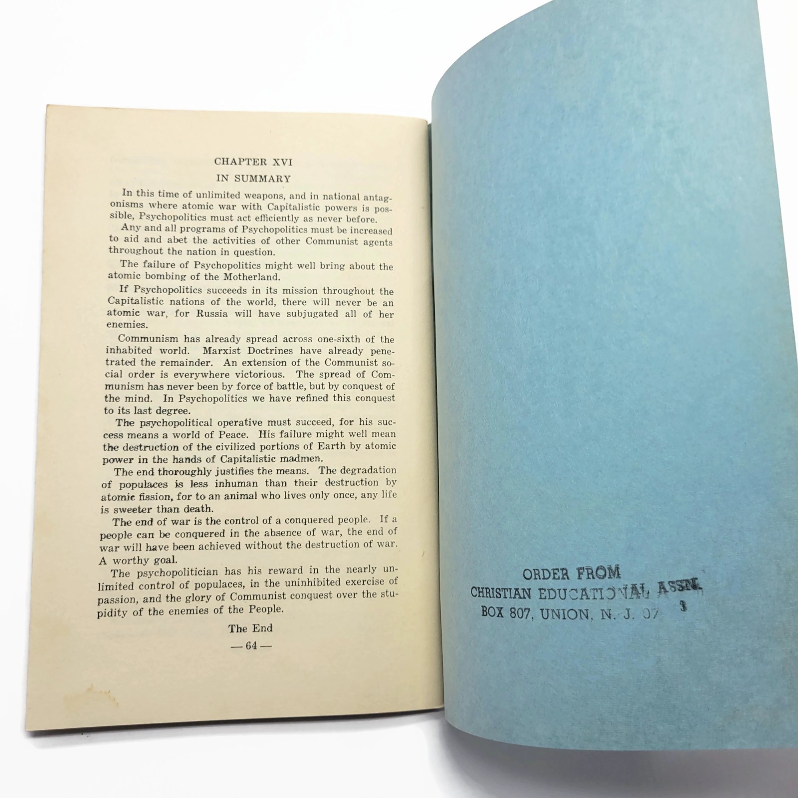 Vintage 1950s Brain Washing Russian Propaganda Cold War Politics Education Book