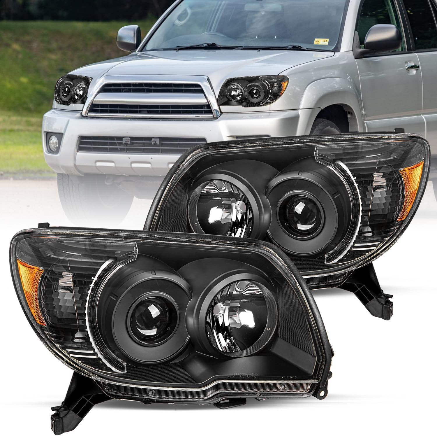 Headlight Assembly Compatible with 2006-2009 Toyota 4Runner Driver and Passenger