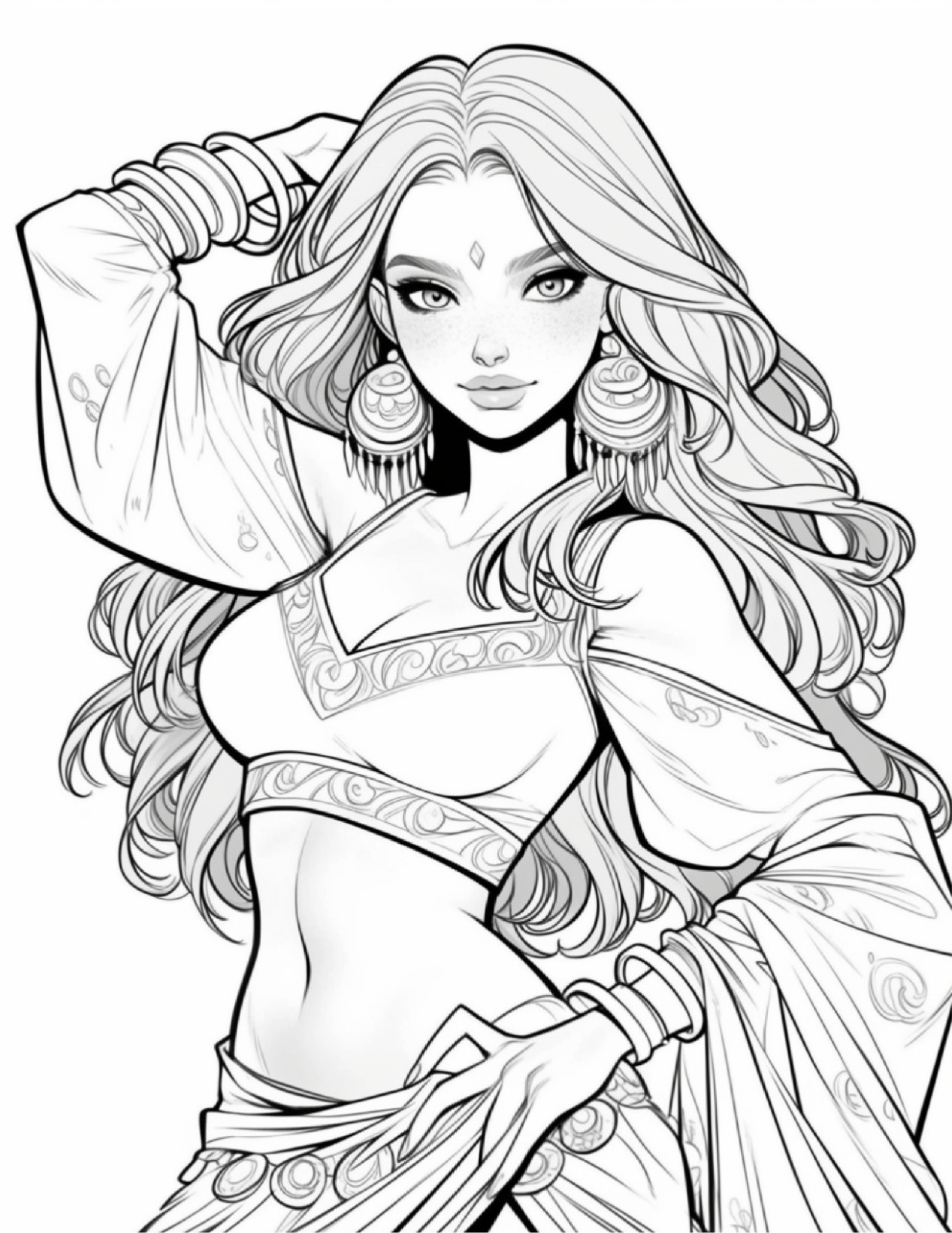 Belly Dance girls coloring bookLarge Print Easy Designs Stress Relief Coloring