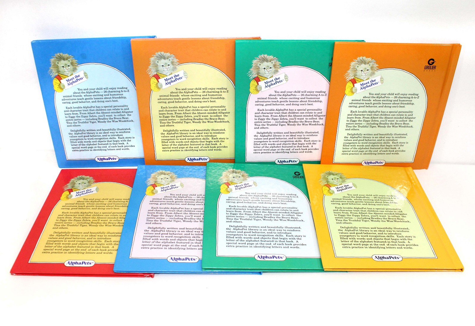 AlphaPets Vintage Lot 8 Childrens Books 1990 Hardcover Ruth Lerner Perle Grolier