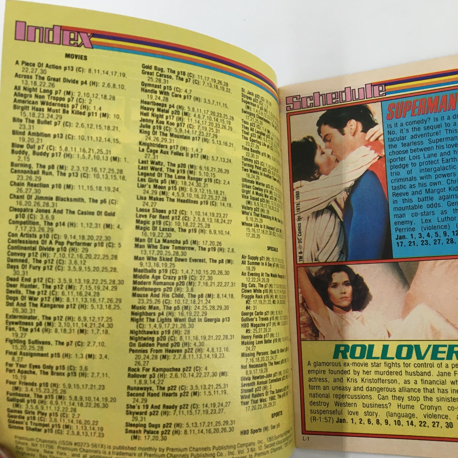 VTG Premium Channels Mini Magazine January 1983 Christopher Reeve in Superman II