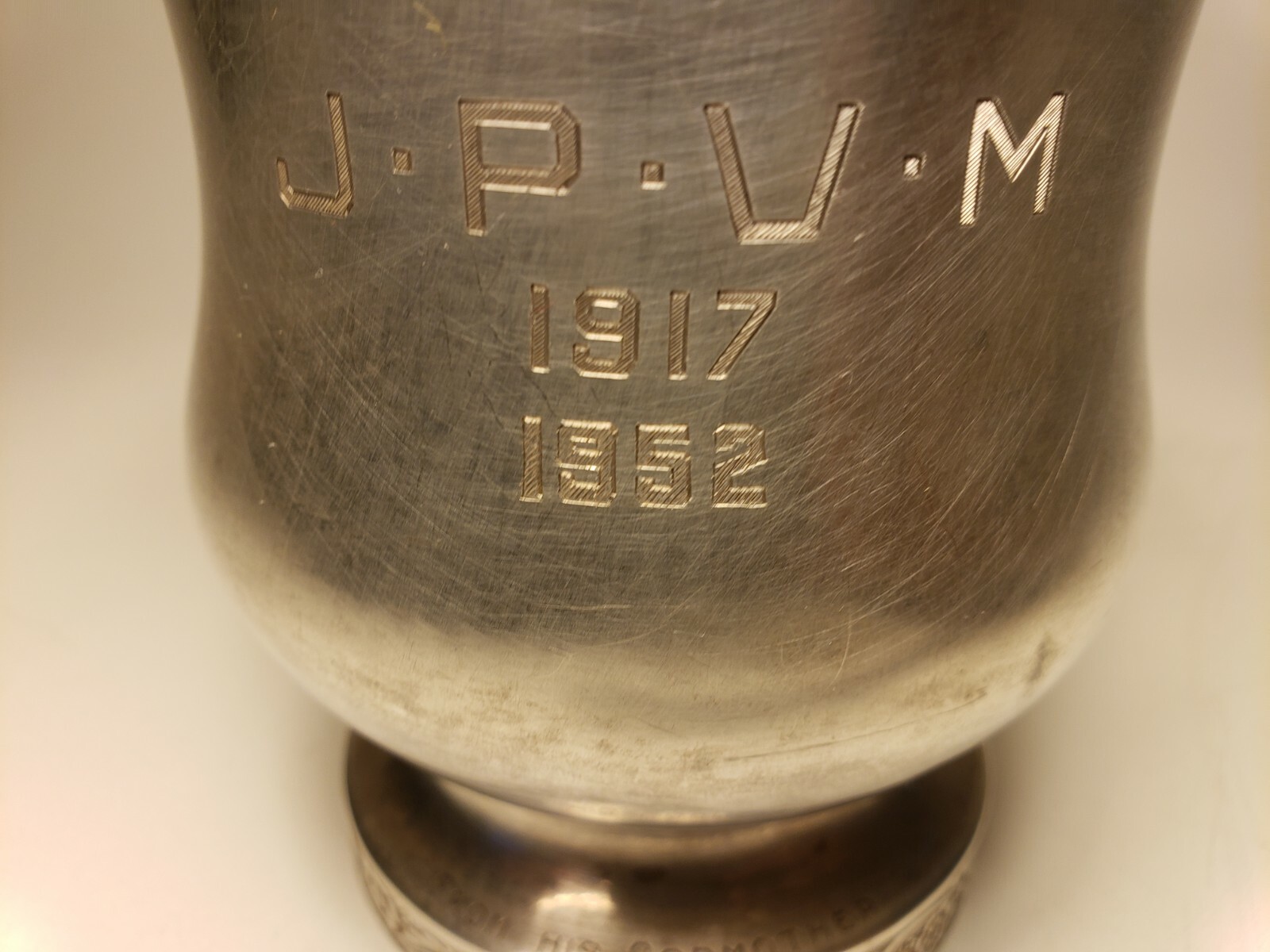 1952 THEOSOPHY LEADER ENGRAVED SILVER CUP 9.7 OZ EX-VAN MATER #10