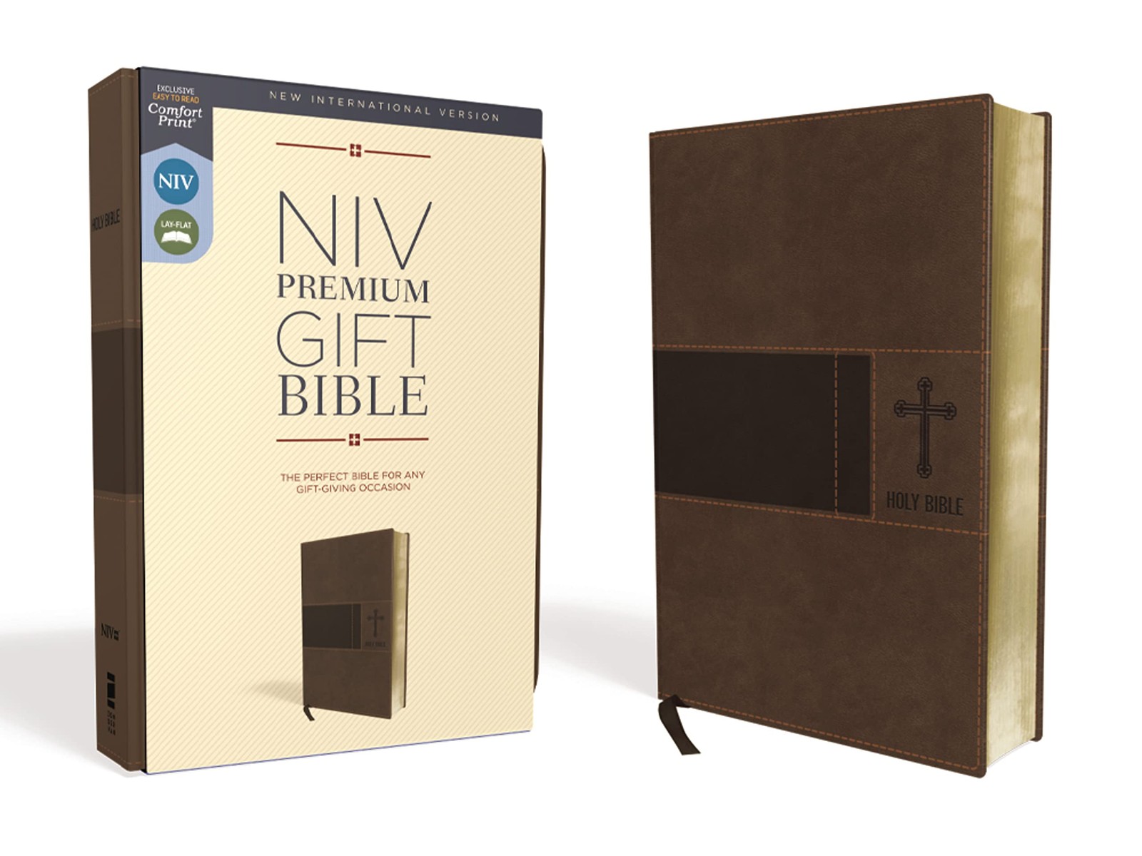 NIV, Premium Gift Bible, Leathersoft, Brown, Red Letter – Imitation Leather