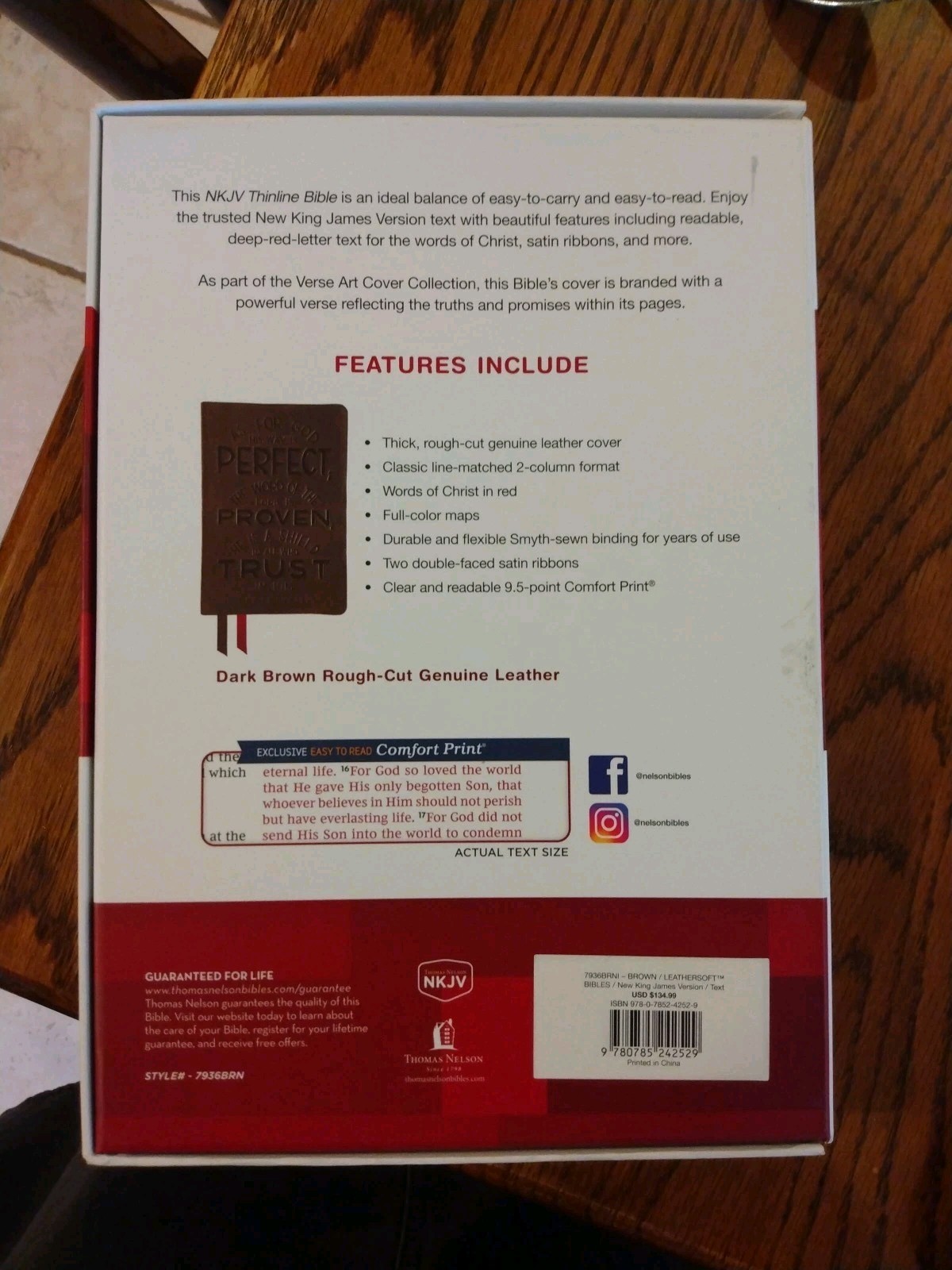 NKJV LARGE PRINT Thinline Bible Thumb Indexed- $134.99 Retail – Genuine Leather