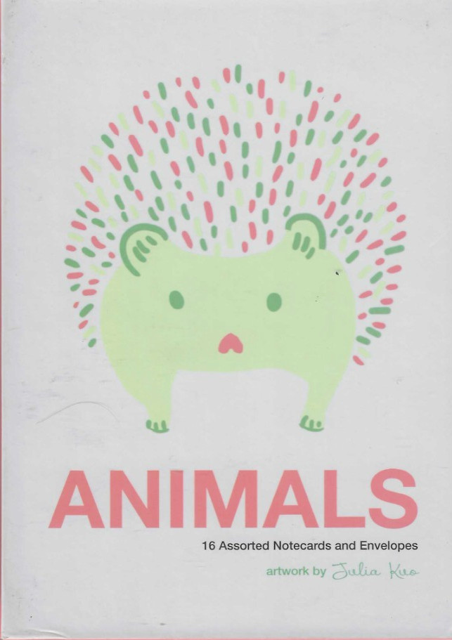 Animals, 16 Notecards 4 designs, NEW 4.5×6.5 in Box Contemporary Art , Julie Kuo