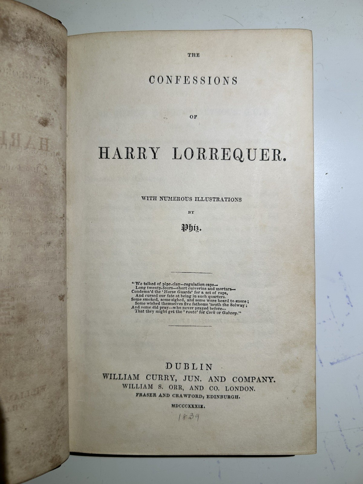 1839 FINE BINDING Harry Lorrequer by Charles Lever, Phiz Illustrated 1st Edition