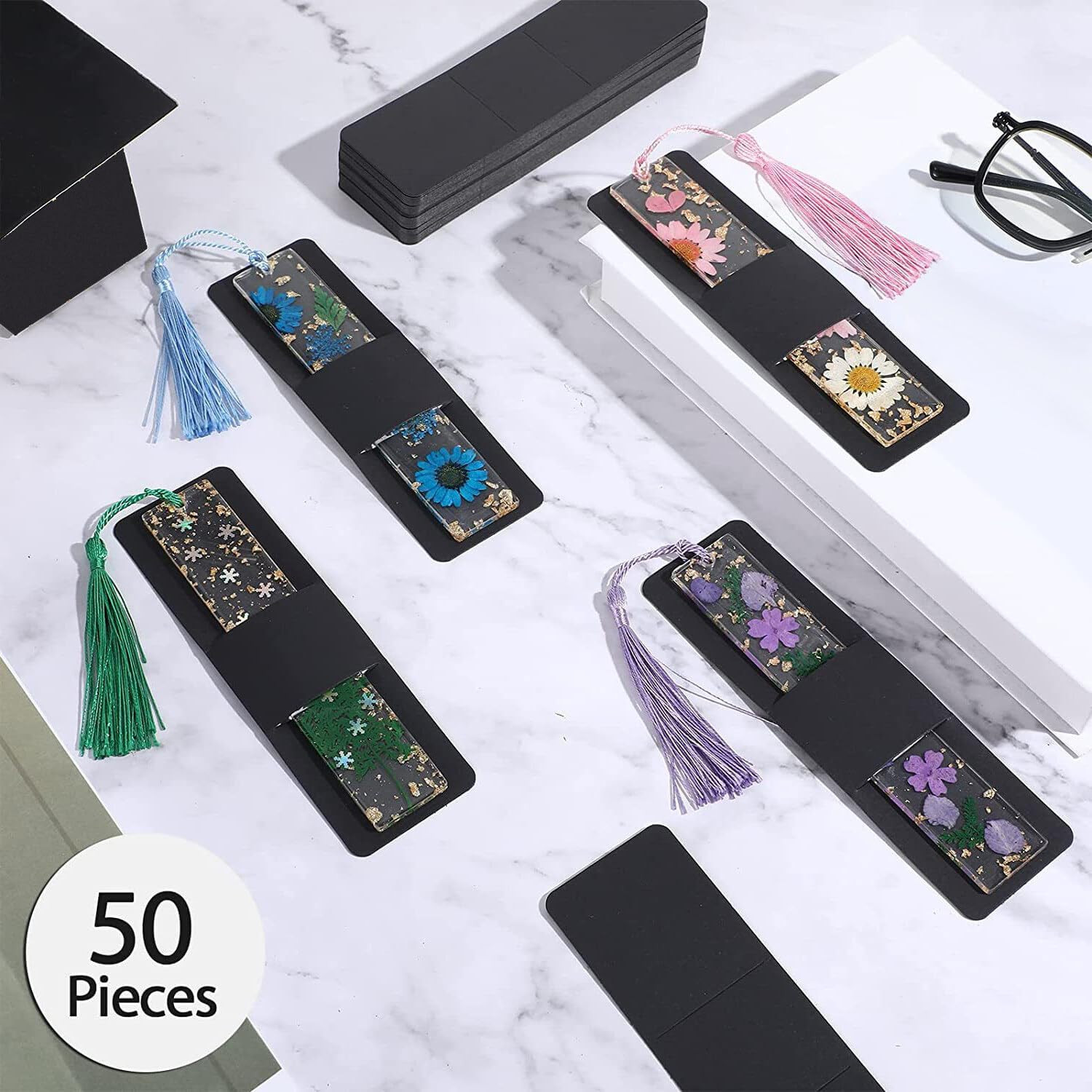 50 Pieces Resin Bookmark Holder Bulk 5. 9 x 1. 8 Inches Kraft Bookmark Sleeve…
