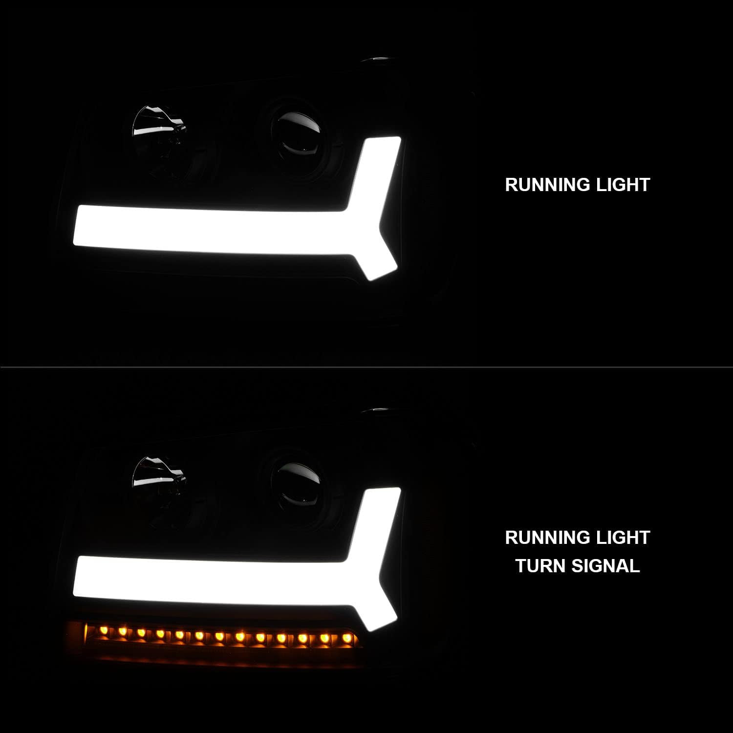 for 2006-2009 Chevy Trailblazer LT Models Plank LED Tube Projector Black Headlig