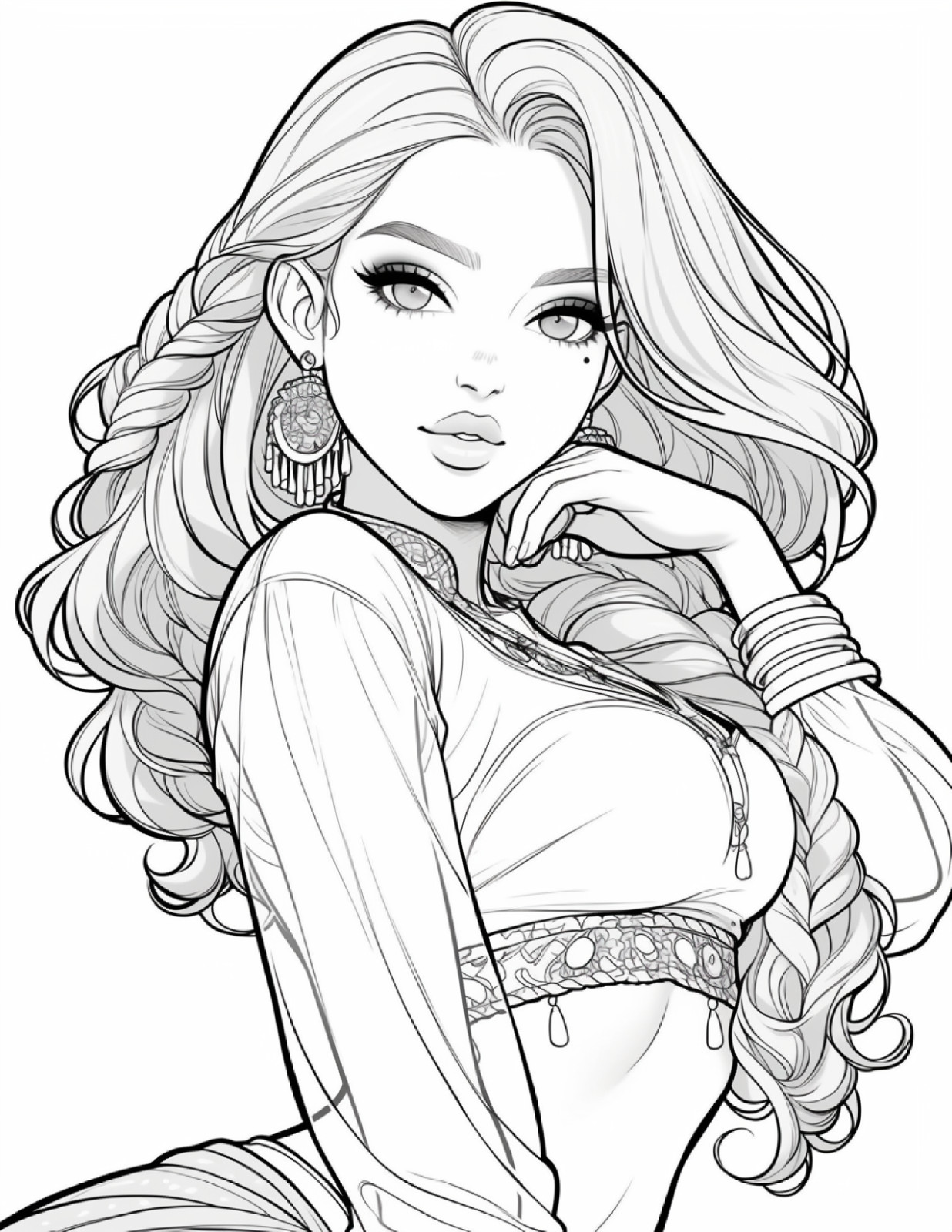 Belly Dance girls coloring bookLarge Print Easy Designs Stress Relief Coloring