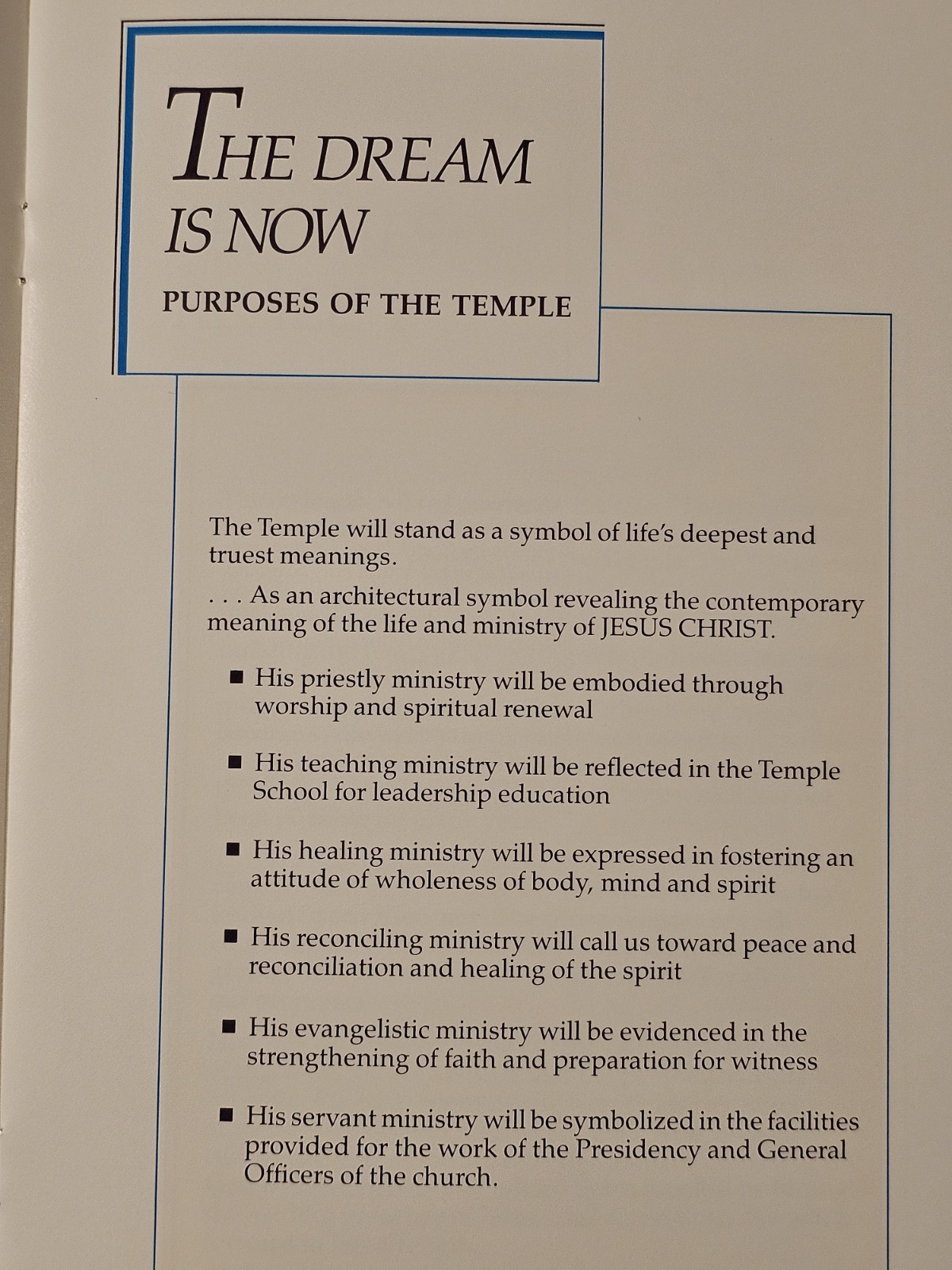 THE TEMPLE, Ensign of Peace (RLDS) PB 1987, 16 PAGES. Row 32.