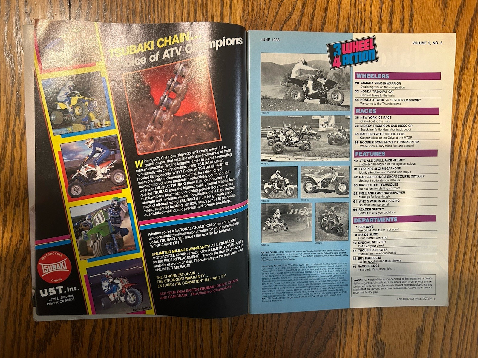 Dirtwheels Magazine June 1986 Yamaha Warrior Honda Fat Cat Atc Trx250r 200x 350x