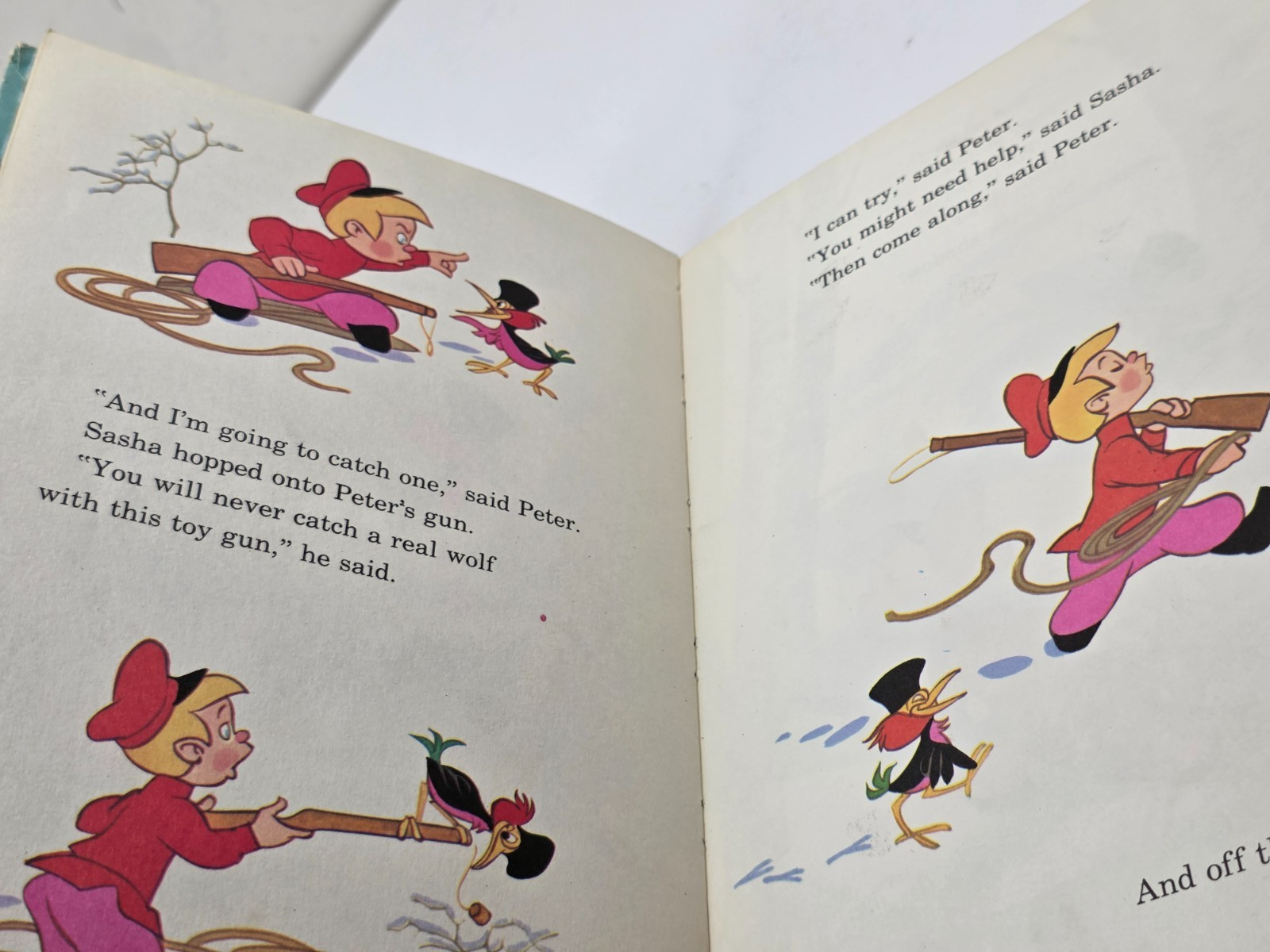Vintage 1974 Disney Peter And The Wolf Hardcover Book Random House