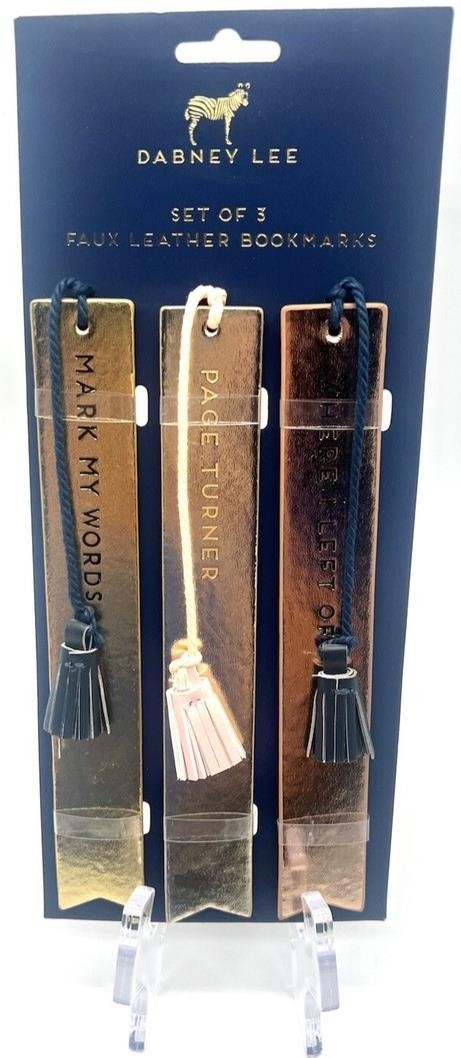 New BOOKMARKS LOT Of 18 Vegan Leather w/ Witty Phrases Dabney Lee 6 Sets Of 3 !