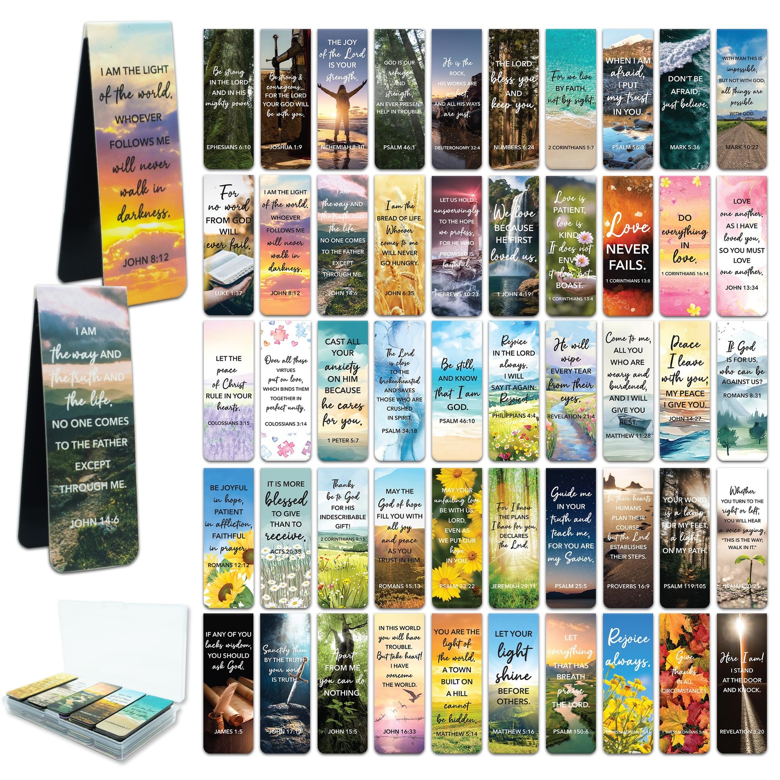 Decorably 50 Pack 0.8×2.3in Bible Religious Magnetic Bookmarks, Unique Gold