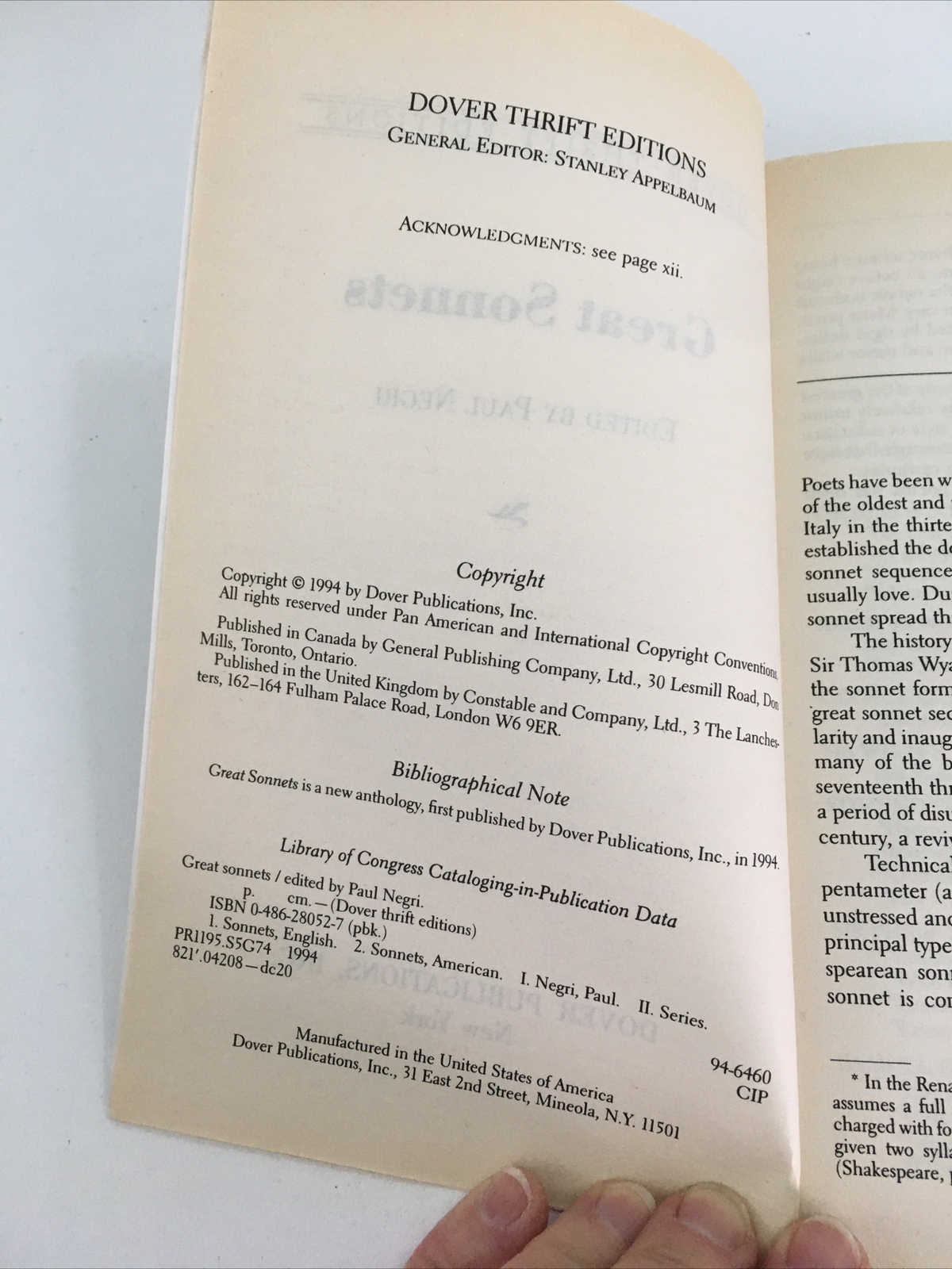 Great Sonnets – Paul Negri (Paperback, 1994)