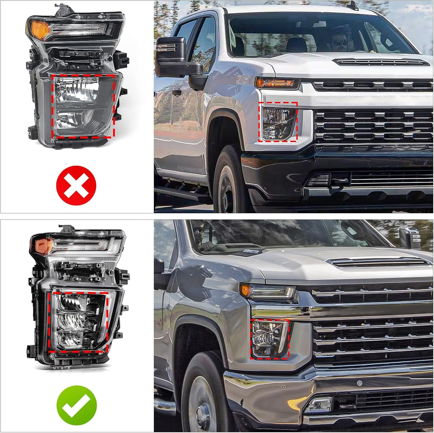 LED Headlight Assembly Compatible with Chevy Silverado 2500HD 3500HD 2020 2021 2