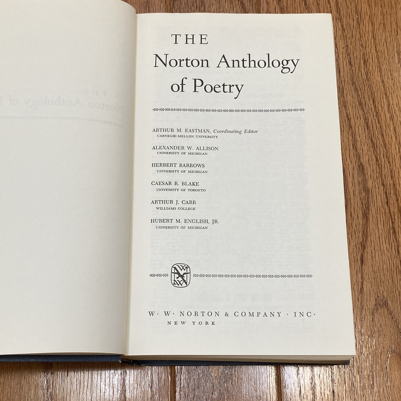 Norton Anthology of Poetry First Edition Norton Hardcover Book