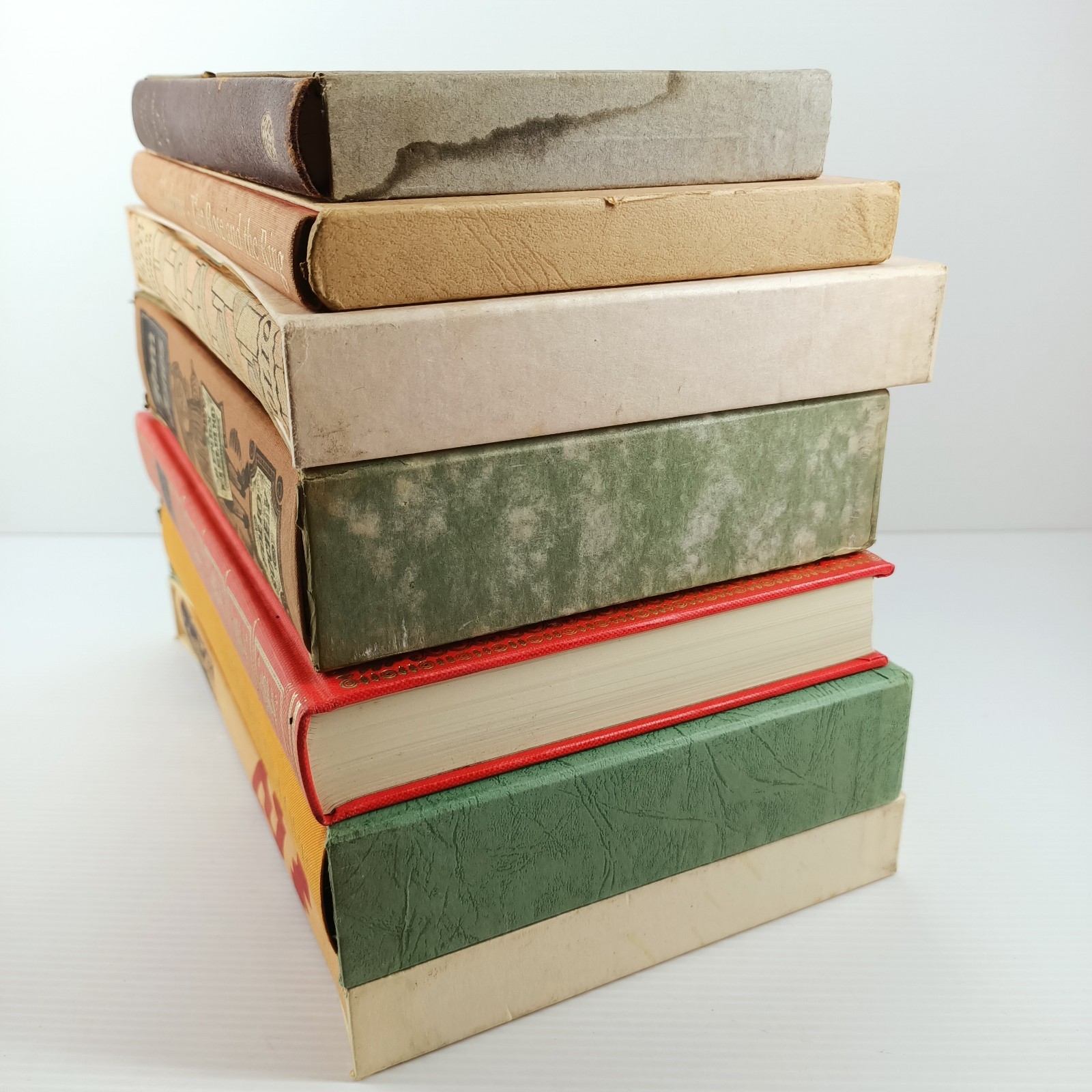 7x Folio Society Shelf Orange Beige Fill Decor Stage Props 22cm Linear Books