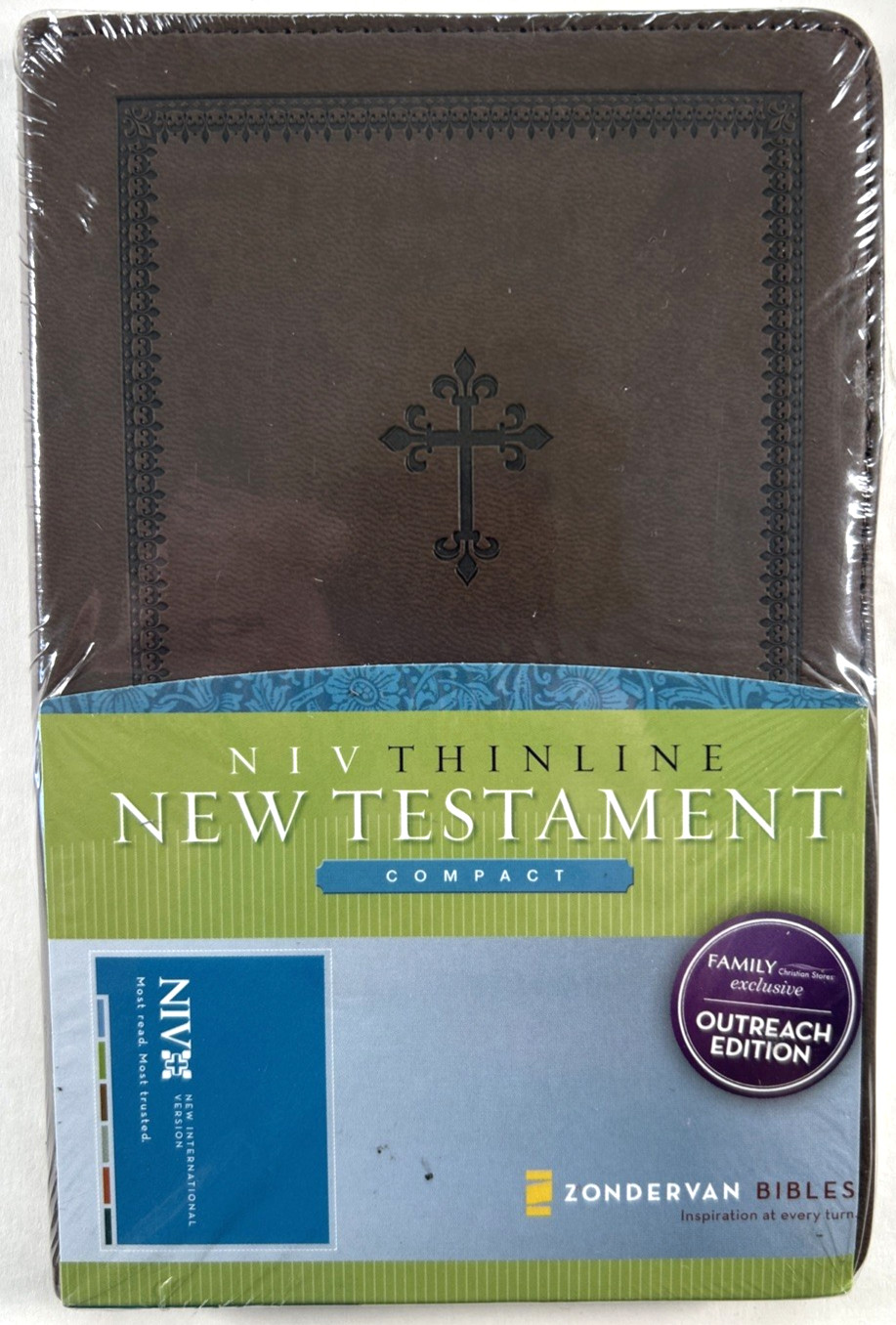 NIV Compact Thinline New Testament Chocolate Embossed Italian Duo-Tone New