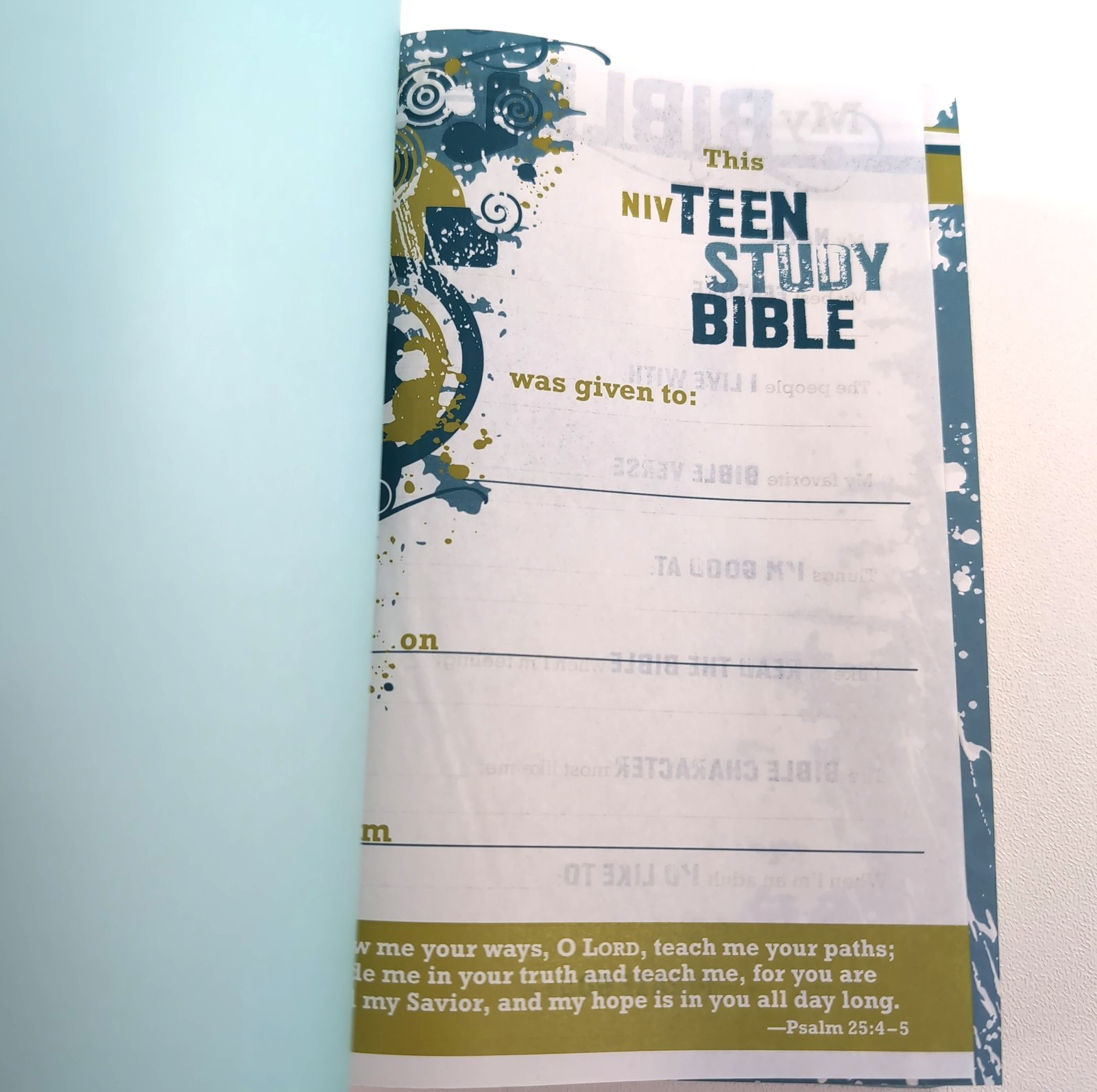 NEW! NIV Teen Study Bible COMPACT Version Italian Duo Leathersoft Blue Kiwi Pink