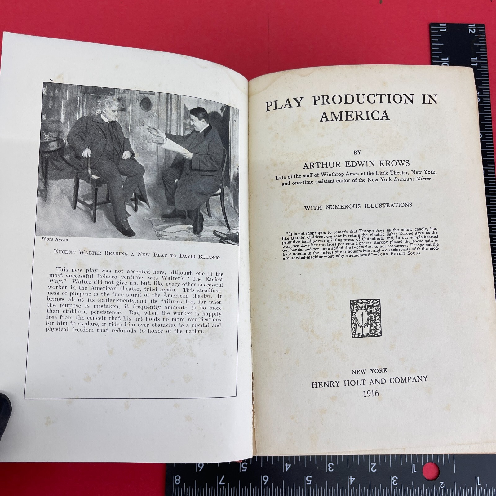 1916 Play Production in America Arthur Edwin Krows Hardcover – First Ed
