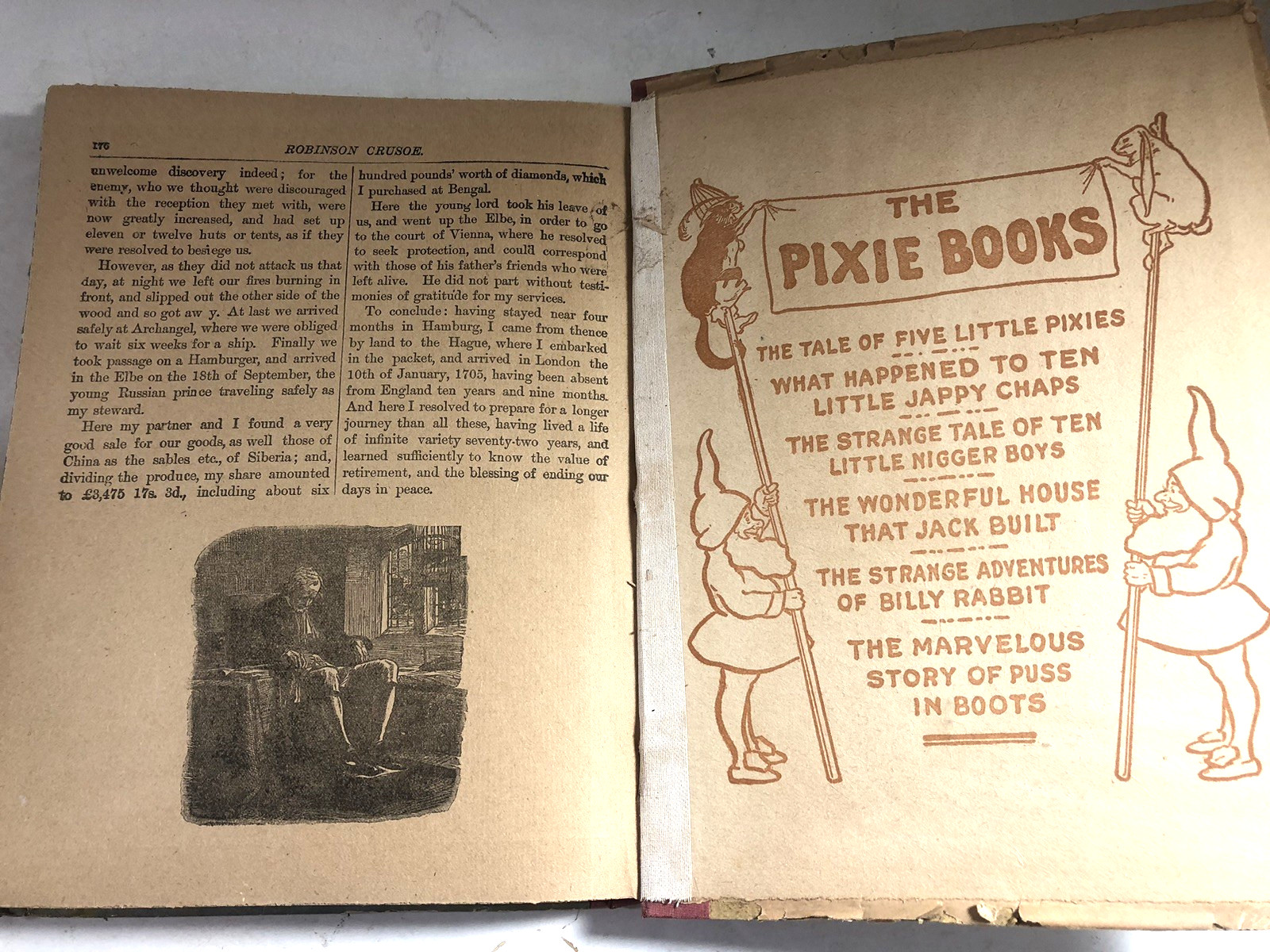 Robinson Crusoe Vintage Primitive Hard Cover Classic Book 1909 Daniel Defoe