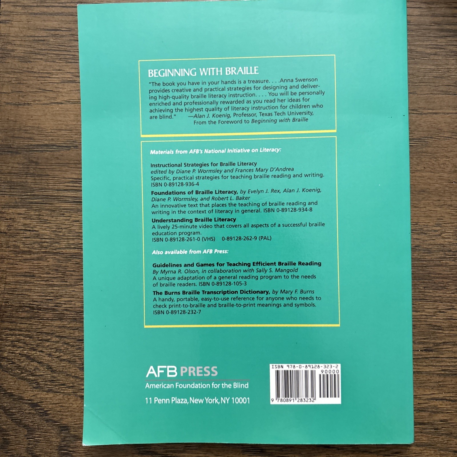 BEGINNING WITH BRAILLE: FIRSTHAND EXPERIENCES WITH A By Anna M. Swenson **Mint**