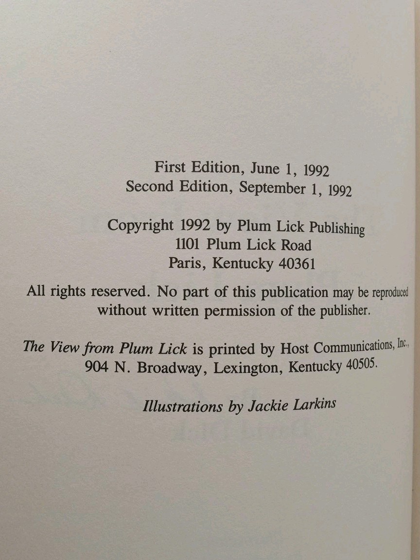 Signed The View From Plum Lick David Dick 1992 Kentucky Memoir CBS News Anchor