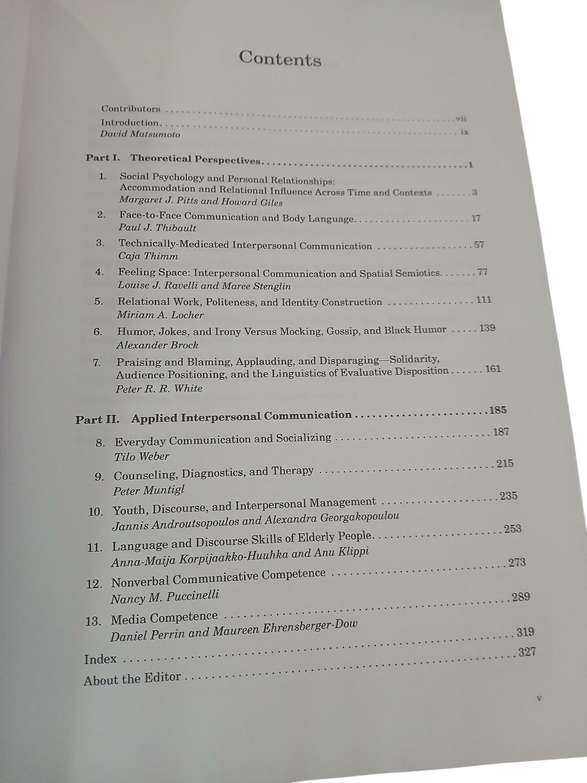 APA Handbook of Interpersonal Communication David Matsumoto 2010 First Edition