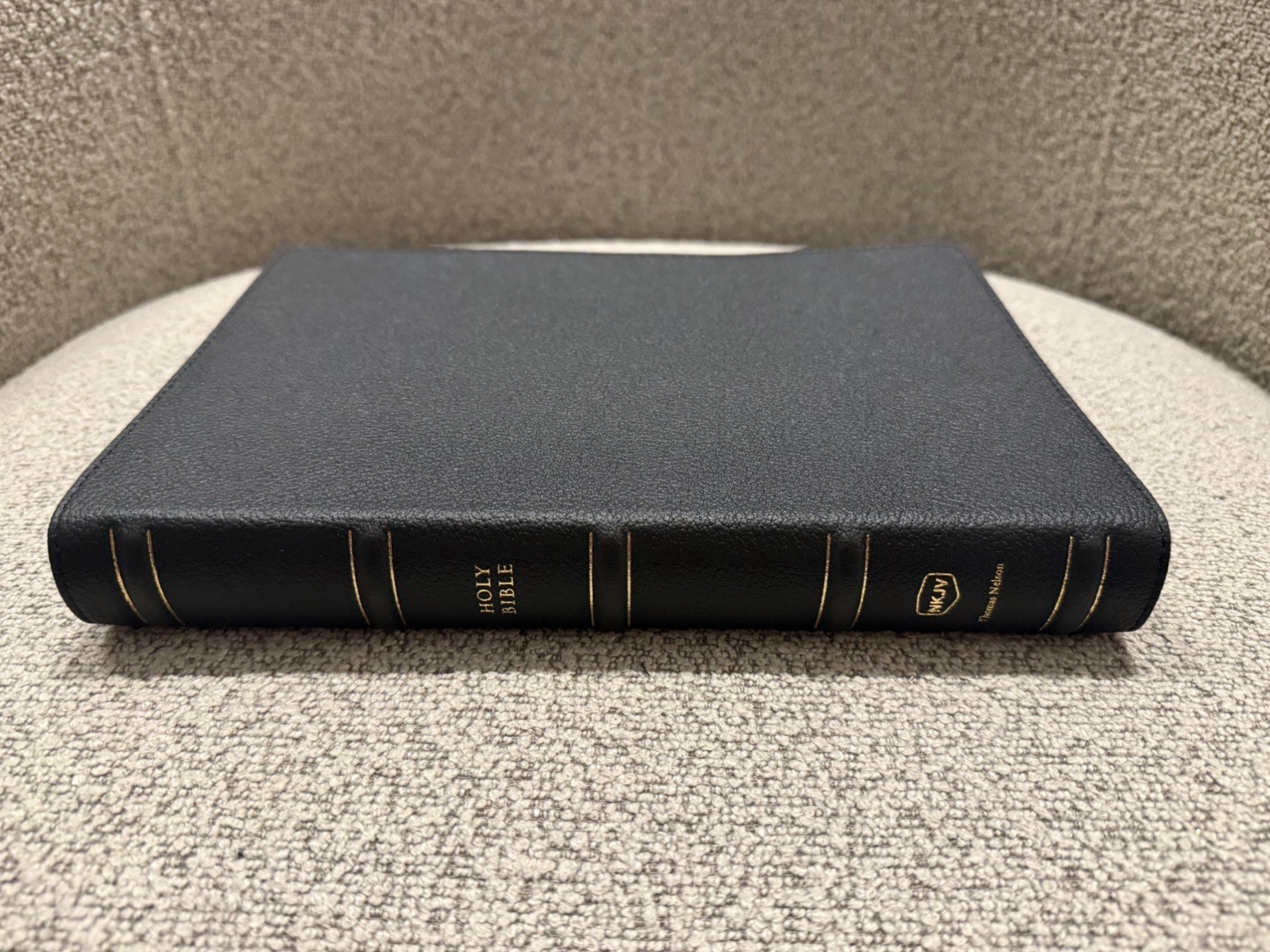 NKJV Large Print Thinline Reference Bible, Blue Letter, Maclaren Genuine Leather