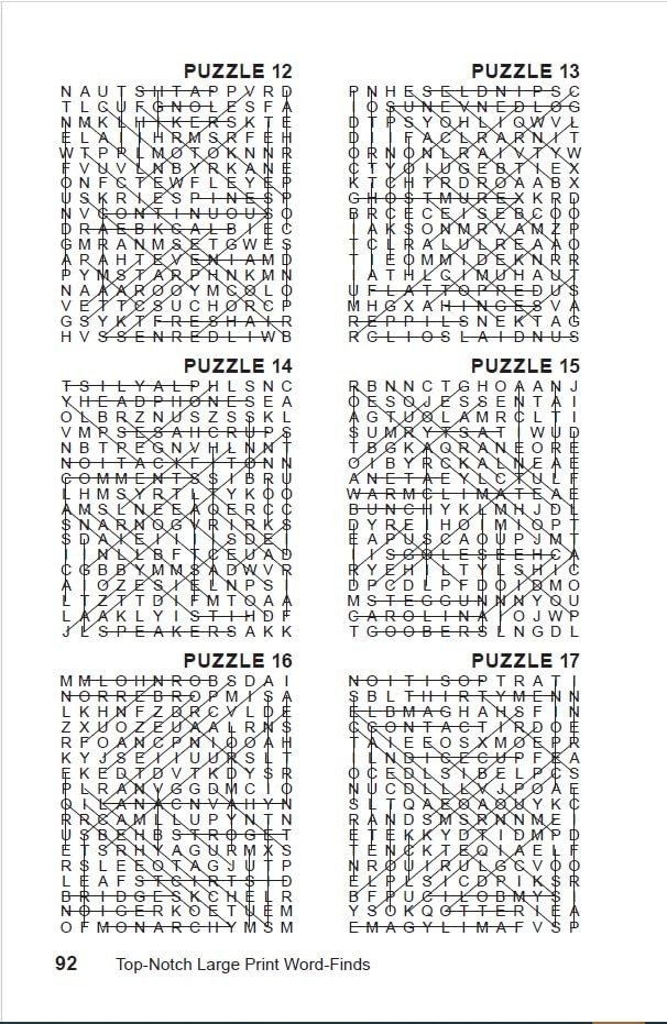 Top Notch Large Print Word-Finds Word Search Puzzle Book