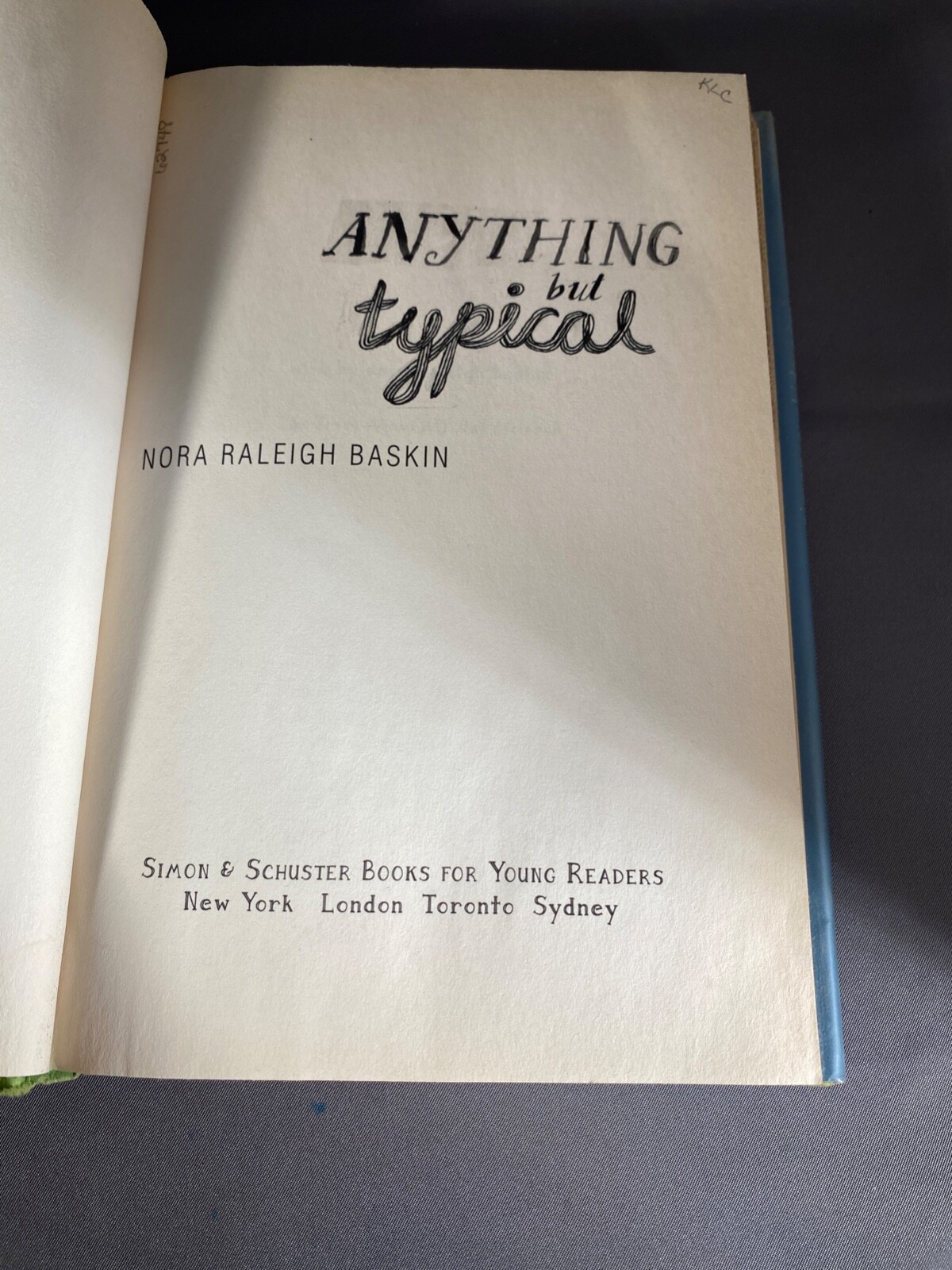 Anything But Typical by Nora Raleigh Baskin Hardcover Dust Jacket Ex-Library