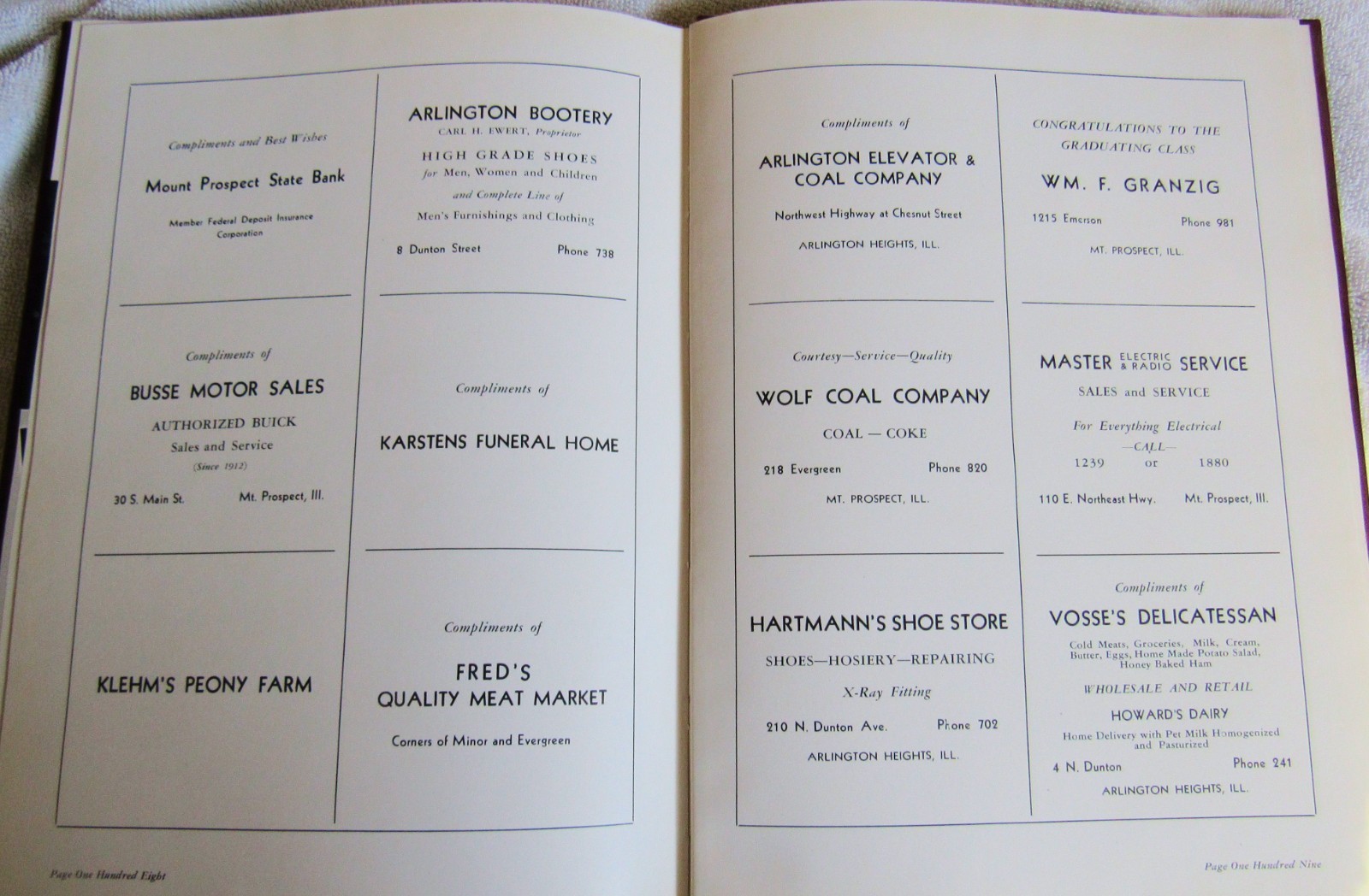 1946 The Heights Arlington Heights Illinois High School Yearbook Book