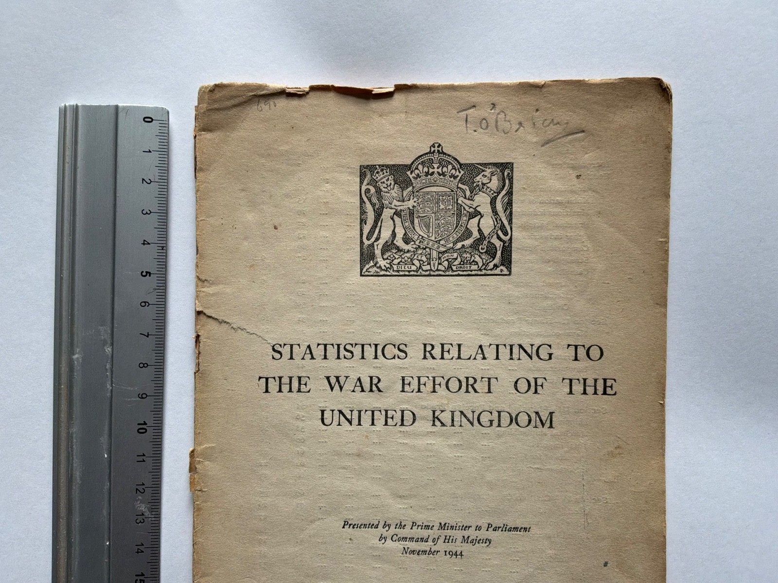 Ephemera Statistics Relating To The War Effort Of The United Kingdom 1944.