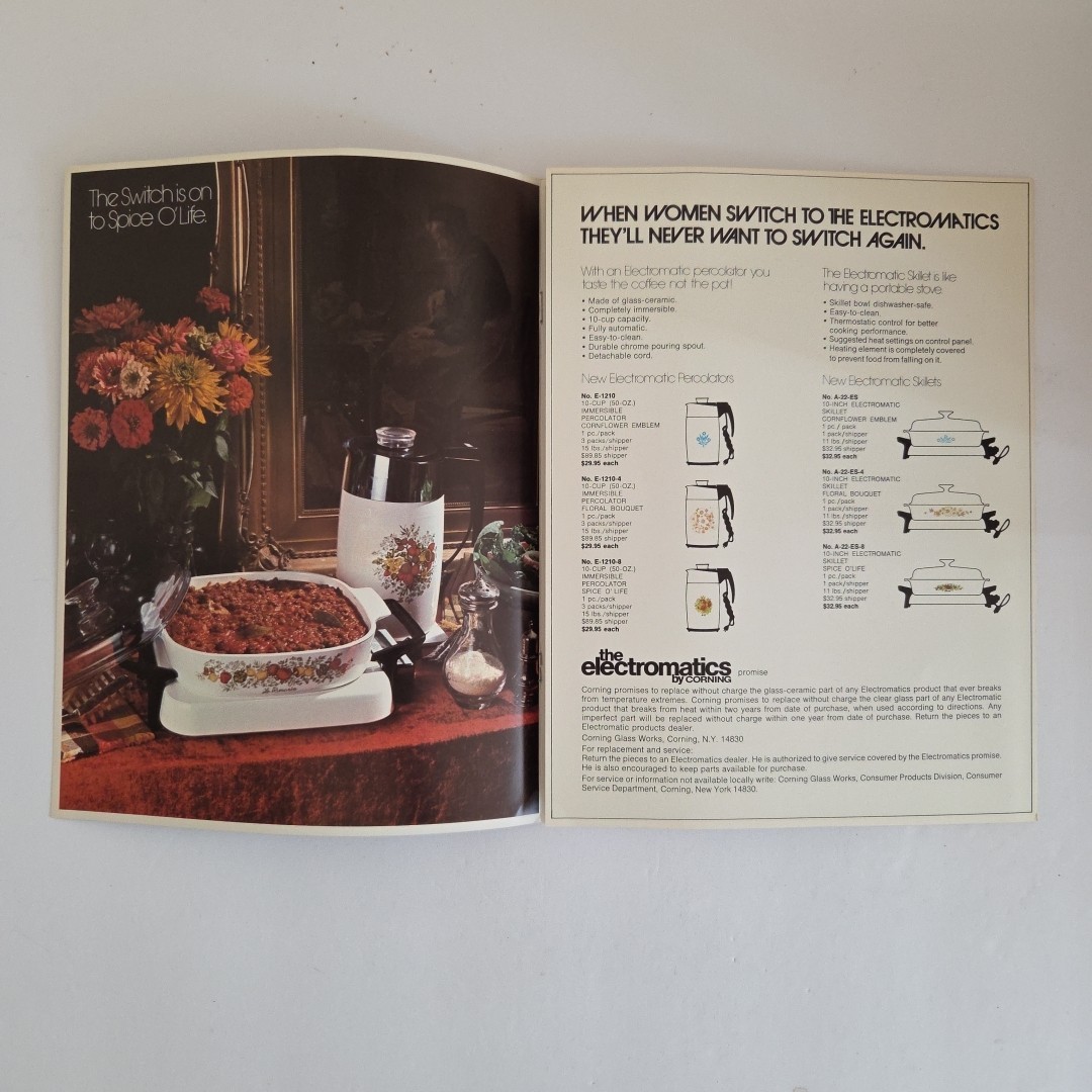 Corning Ware 1973 Sales Catalog Electromatics Lot Spice O’life Cornflower