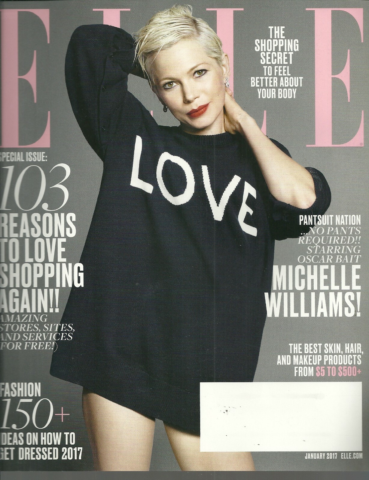 Elle January 2017 Special Issue Michelle Williams Free & Fast SnH Best Deal L@@K
